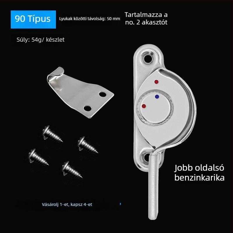 4 darab Crescent ablakzárkészlet – bal/jobb Crescent, Monlech Stainless steel safety crescent lock, ház rozsdamentes acél és kromált alap