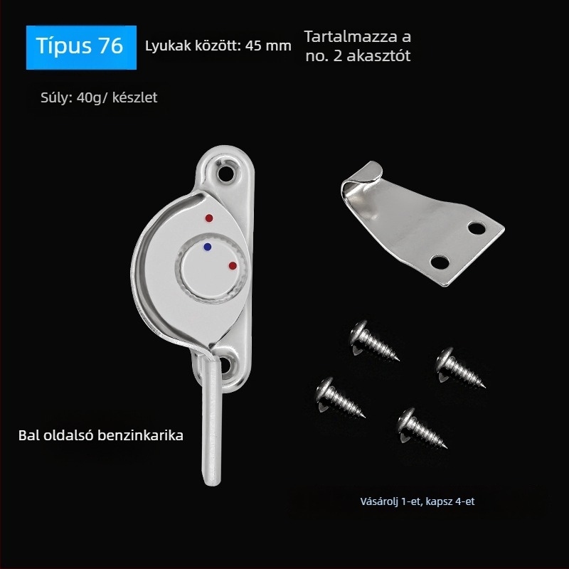 4 darab Crescent ablakzárkészlet – bal/jobb Crescent, Monlech Stainless steel safety crescent lock, ház rozsdamentes acél és kromált alap