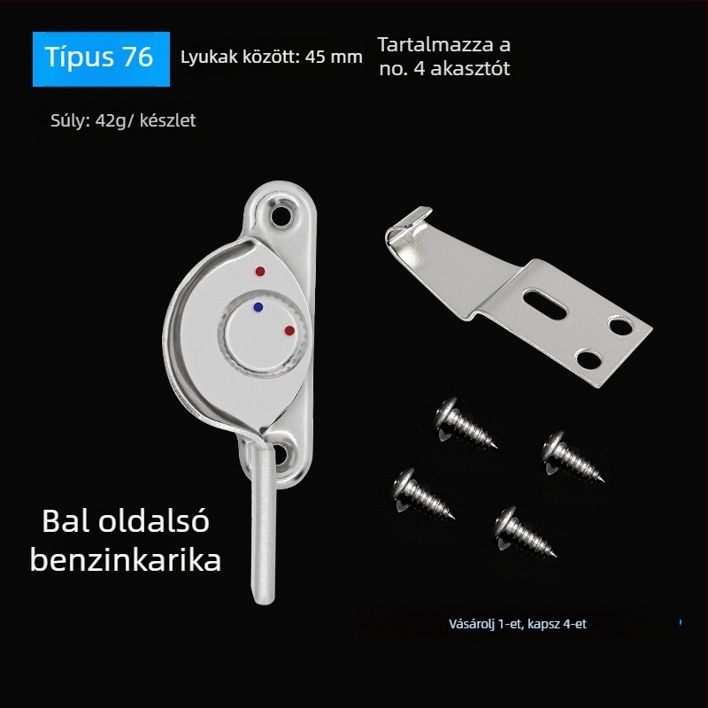4 darab Crescent ablakzárkészlet – bal/jobb Crescent, Monlech Stainless steel safety crescent lock, ház rozsdamentes acél és kromált alap