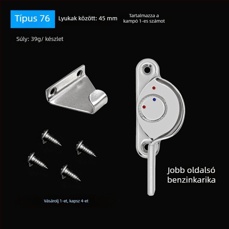 4 darab Crescent ablakzárkészlet – bal/jobb Crescent, Monlech Stainless steel safety crescent lock, ház rozsdamentes acél és kromált alap
