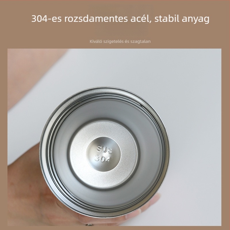 304 rozsdamentes acélból készült kávés termosz szilikon burkolattal, dupla falú, vákuumos szigetelés, csúszásmentes, hordozható autóhoz
