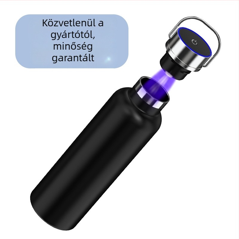 UV sterilizáló termosz kupa, belső 304 rozsdamentes acél, külső 201 rozsdamentes acél, 12–24 órás szigetelés