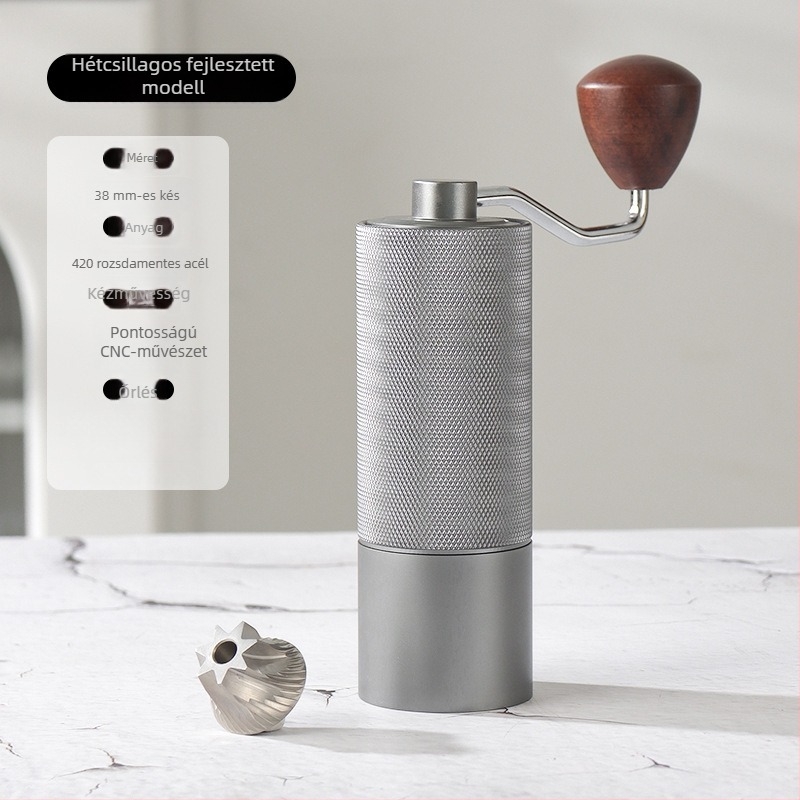 Otthoni használatra készült kézi kávédaráló, Angmi, modern minimalista dizájn, logó nyomtatva, testreszabás elérhető, 2024-ben debütált