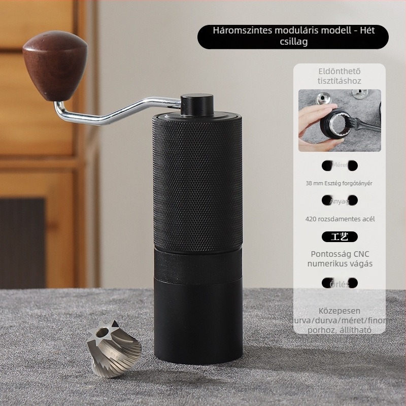 Otthoni használatra készült kézi kávédaráló, Angmi, modern minimalista dizájn, logó nyomtatva, testreszabás elérhető, 2024-ben debütált