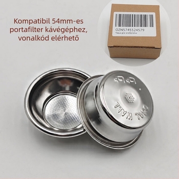 54 mm portafilterhez való eszpresszó szűrőcsésze – rozsdamentes acél, kétszintes szűrő, dupla- és egycsészés őrölt kávéhoz