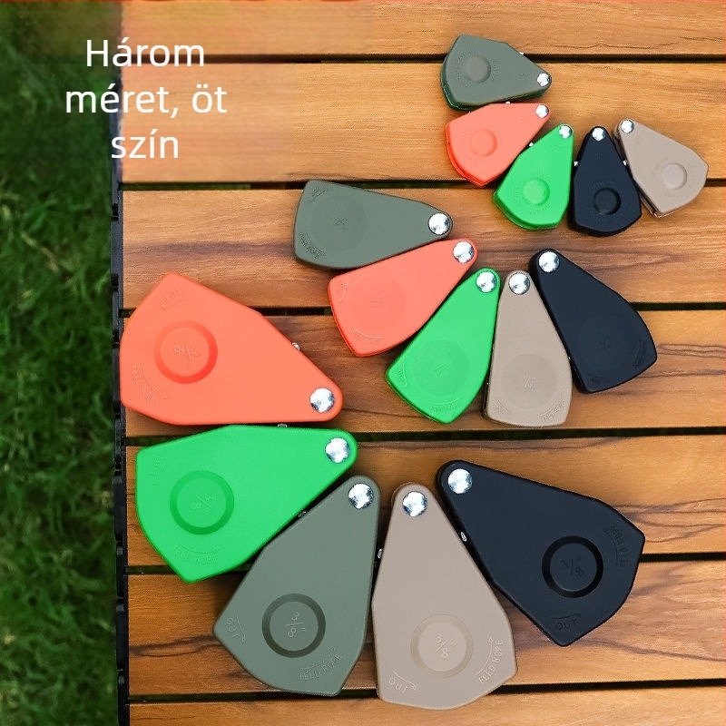 Sátor kötél görgős feszítő és állító, reflexiós kampóval a szabadtéri kempinghez