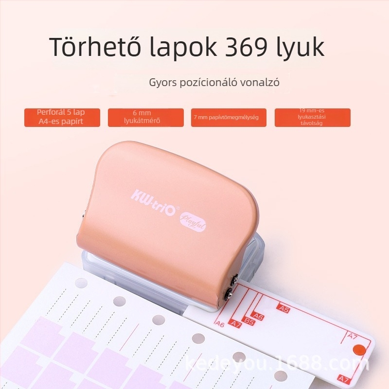 Kézi többlyukas lyukasztó papírhoz, 3/6/9 lyuk, 5 mm lyukátmérő, modell 99H3, KW-TRIO, 200 g