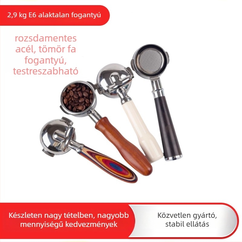 Cabpuccino Alsó nélküli portafilter a E61/Gemile/WEGA/Rocket 58mm-hez, kétfülű kialakítás, levehető alkatrészek, logó nyomtatva