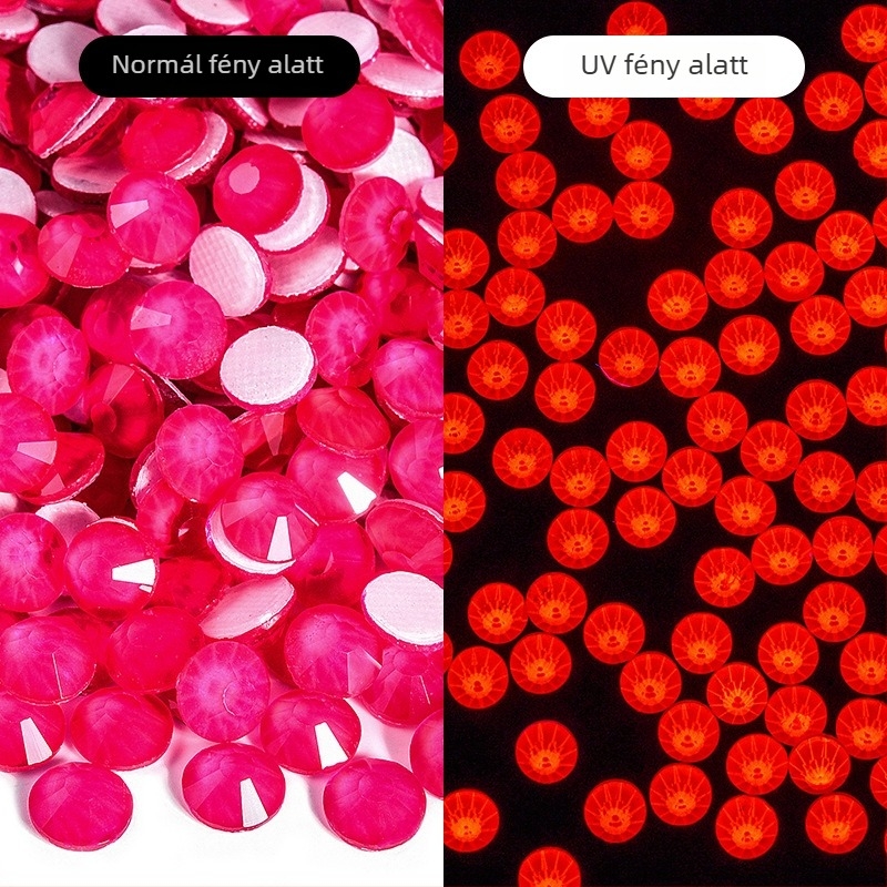 Fluoreszcens neon üveg kristályok ragasztható, lapos hátú, körmök és táncruhákhoz