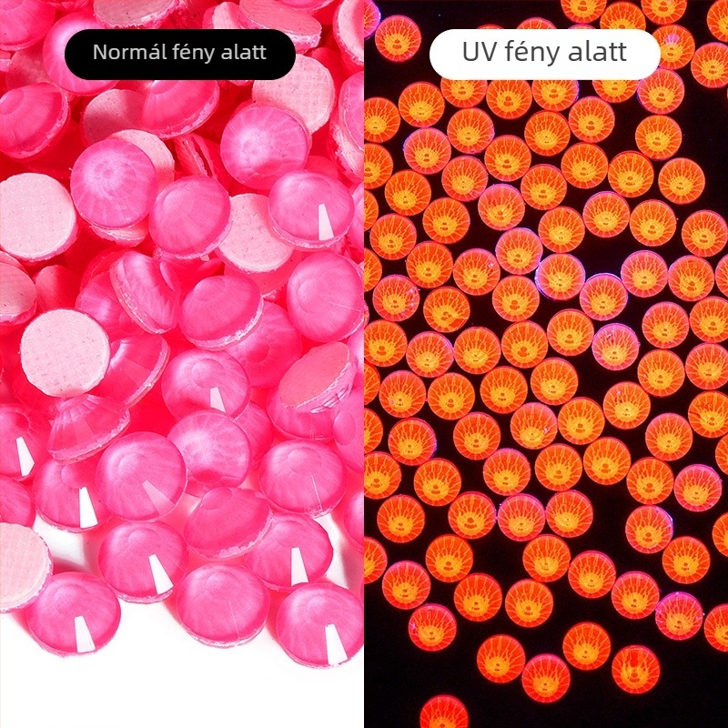 Fluoreszcens neon üveg kristályok ragasztható, lapos hátú, körmök és táncruhákhoz