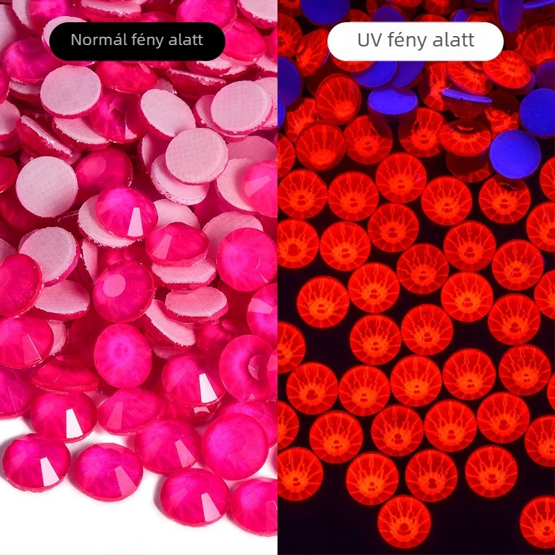 Fluoreszcens neon üveg kristályok ragasztható, lapos hátú, körmök és táncruhákhoz