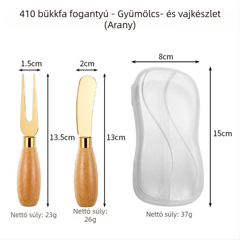 Hongjunda rozsdamentes acél konyhai készlet: burgonyapürítő és fokhagymapürítő, vajkés és gyümölcsvilla fa fogantyúval – modern egyszerű stílus, testreszabás elérhető