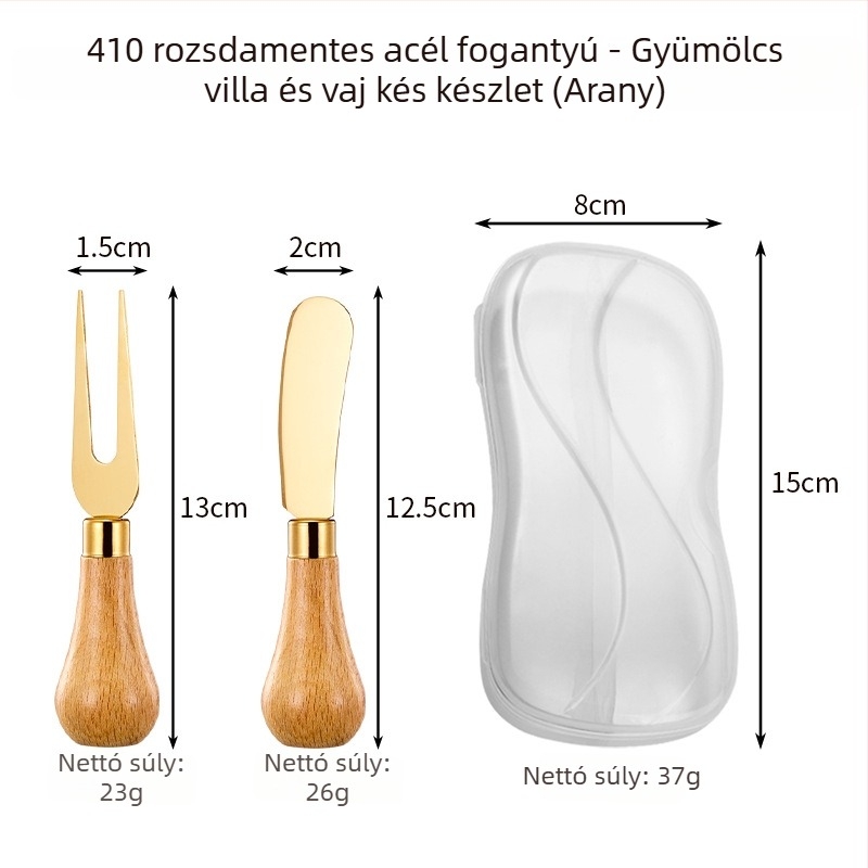 Hongjunda rozsdamentes acél konyhai készlet: burgonyapürítő és fokhagymapürítő, vajkés és gyümölcsvilla fa fogantyúval – modern egyszerű stílus, testreszabás elérhető