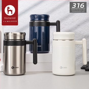 Fogantyús termosz pohár, tea-víz elválasztás, intelligens hőmérséklet-kijelző, belső 316 rozsdamentes acél, külső 304 rozsdamentes acél, 6–12 órás szigetelés