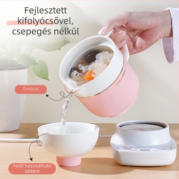 Elektromos kerámia egészség pohár, fűtés a vázon, 360W, kapacitás 0,6–1,0L, túlmelegedés elleni védelem, 1–2 adag
