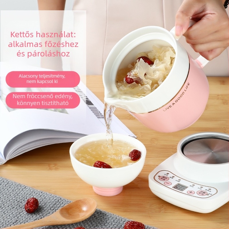 Elektromos kerámia egészség pohár, fűtés a vázon, 360W, kapacitás 0,6–1,0L, túlmelegedés elleni védelem, 1–2 adag