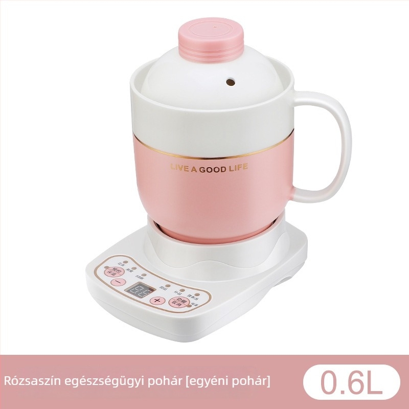 Elektromos kerámia egészség pohár, fűtés a vázon, 360W, kapacitás 0,6–1,0L, túlmelegedés elleni védelem, 1–2 adag