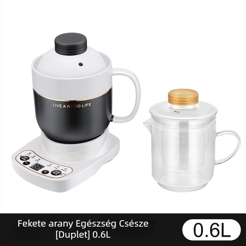 Elektromos kerámia egészség pohár, fűtés a vázon, 360W, kapacitás 0,6–1,0L, túlmelegedés elleni védelem, 1–2 adag