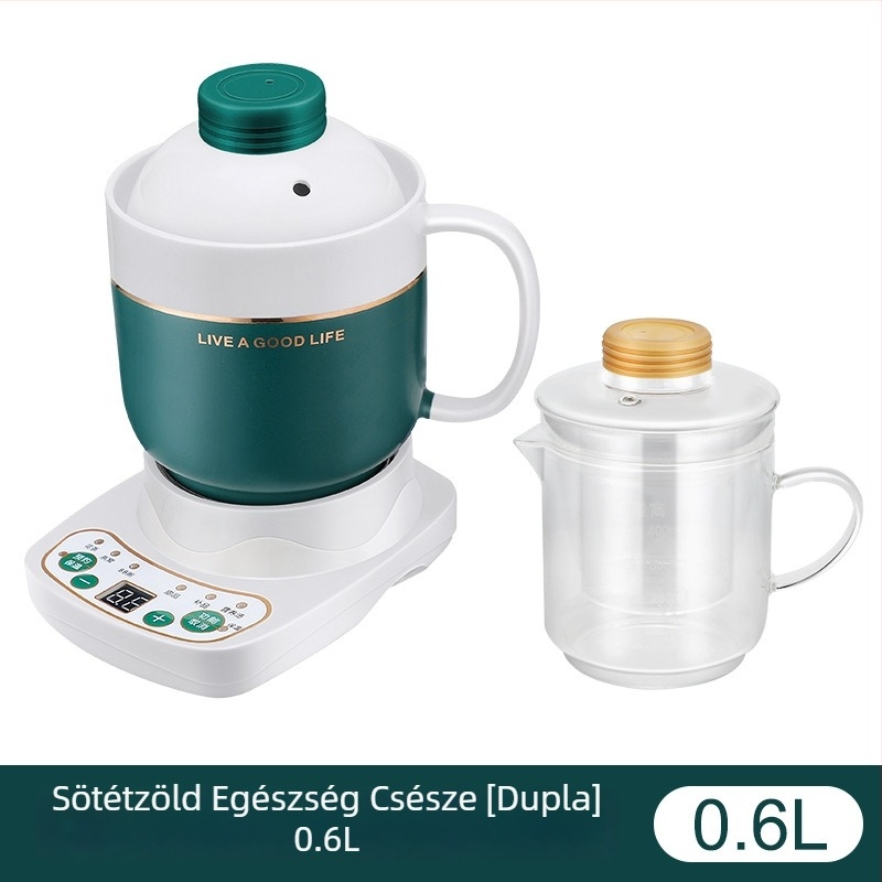 Elektromos kerámia egészség pohár, fűtés a vázon, 360W, kapacitás 0,6–1,0L, túlmelegedés elleni védelem, 1–2 adag
