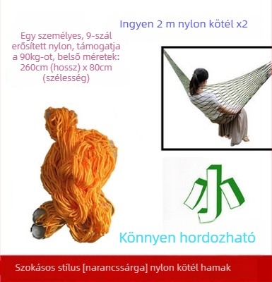 Hálós nylon kötélből készült függőágy, állvány nélkül, kültéri használatra, gyerekeknek és felnőtteknek, kempinghez