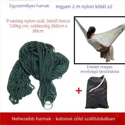 Hálós nylon kötélből készült függőágy, állvány nélkül, kültéri használatra, gyerekeknek és felnőtteknek, kempinghez