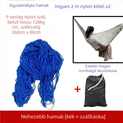 Hálós nylon kötélből készült függőágy, állvány nélkül, kültéri használatra, gyerekeknek és felnőtteknek, kempinghez