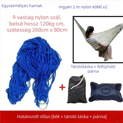 Hálós nylon kötélből készült függőágy, állvány nélkül, kültéri használatra, gyerekeknek és felnőtteknek, kempinghez