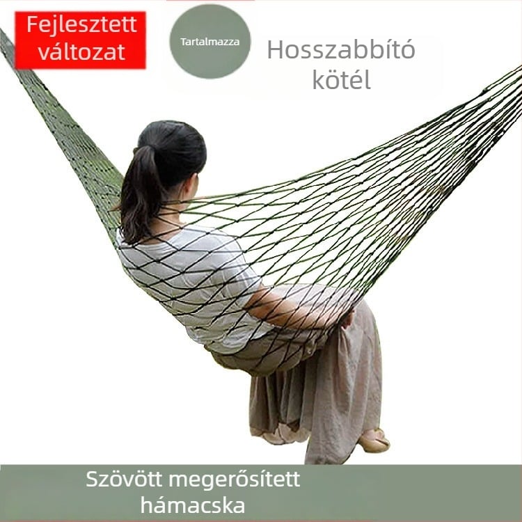 Hálós nylon kötélből készült függőágy, állvány nélkül, kültéri használatra, gyerekeknek és felnőtteknek, kempinghez