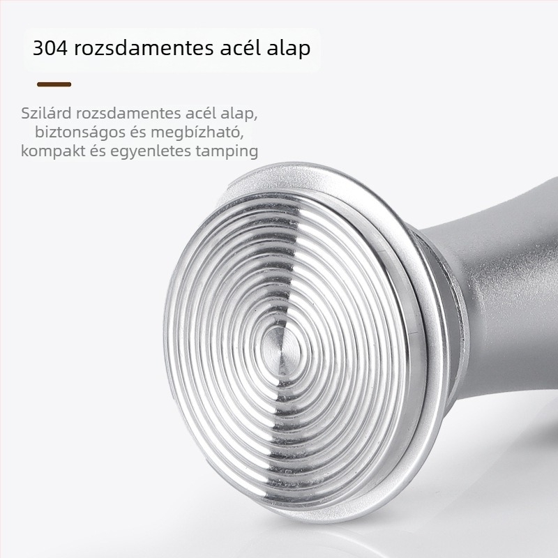 Rozsdamentes acélból készült espresso tampere állítható skálával, 350 g súlyú