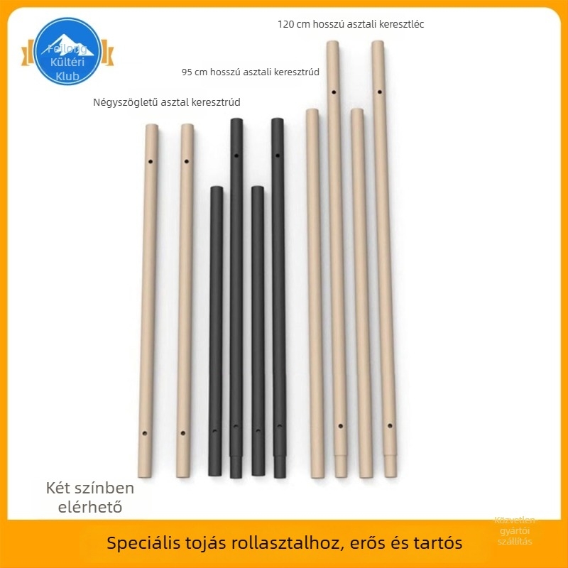Összecsukható kempingasztal panellel – tartókeret és kereszgerenda, szénacél kivitel