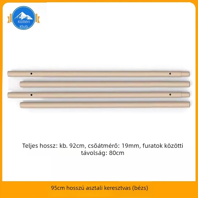 Összecsukható kempingasztal panellel – tartókeret és kereszgerenda, szénacél kivitel