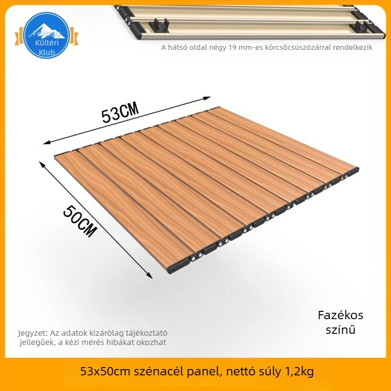 Összecsukható kempingasztal panellel – tartókeret és kereszgerenda, szénacél kivitel