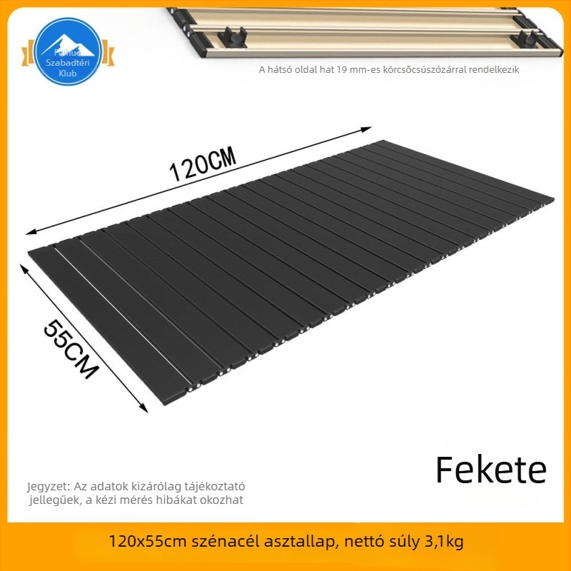 Összecsukható kempingasztal panellel – tartókeret és kereszgerenda, szénacél kivitel