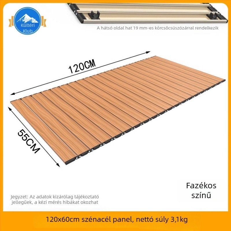 Összecsukható kempingasztal panellel – tartókeret és kereszgerenda, szénacél kivitel