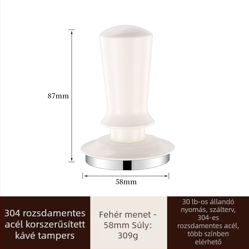 Kávétamper állítható skálával, 304 rozsdamentes acélból, állandó nyomásos prés, lézergravírozott logó, modern egyszerű dizájn