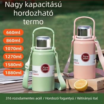Hőálló pohár dupla falú, belső és külső 201 rozsdamentes acélból, hordozható kültéren, 0-6 órás szigetelés