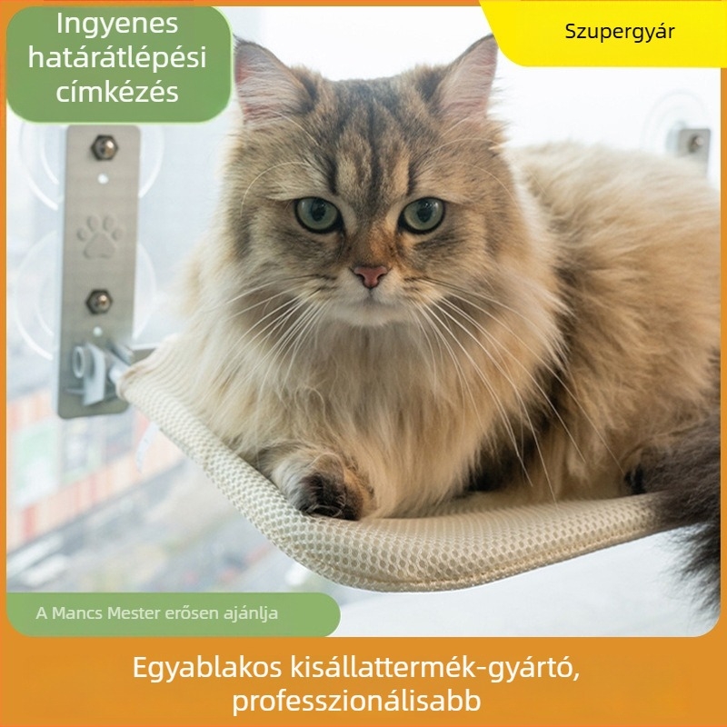 Ablakhoz rögzíthető macskafüggőágy – napozás, erkély, üvegágy szívókorongokkal