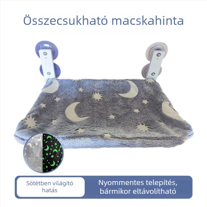 Ablakhoz rögzíthető macskafüggőágy – napozás, erkély, üvegágy szívókorongokkal