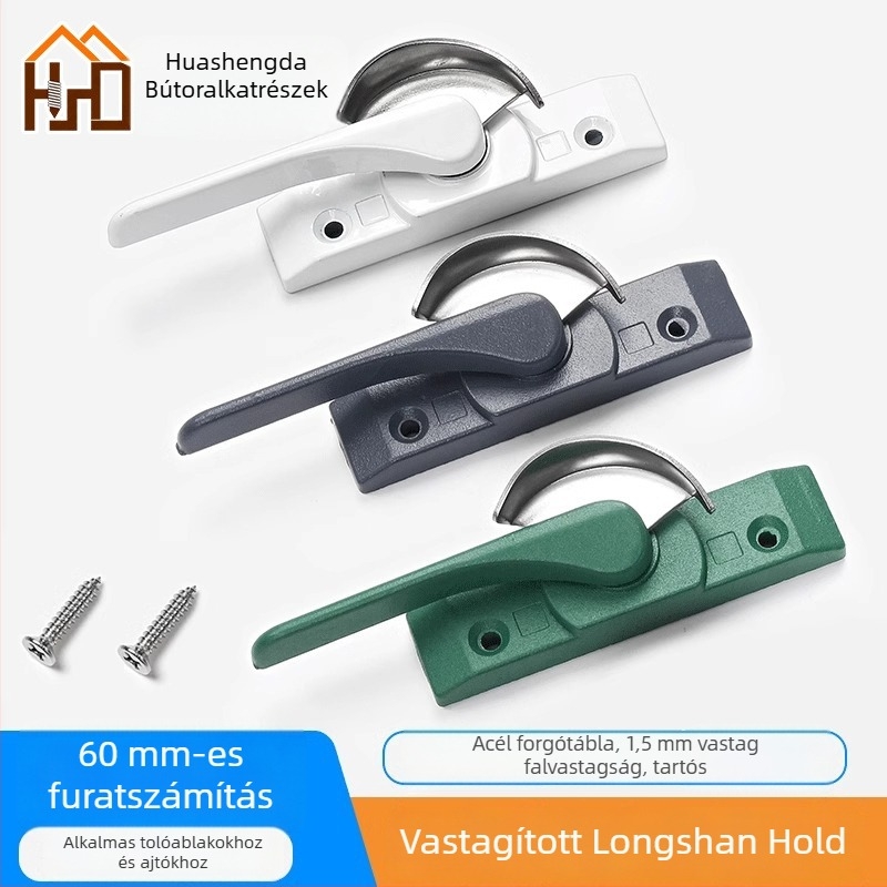 Félholdas zárókampó ajtókhoz és ablakokhoz, rozsdamentes acél/alumínium ötvözet, csúszó ablakokhoz, gyermekvédelmi zár