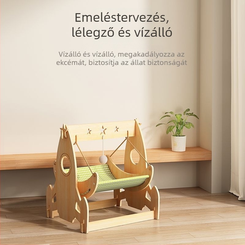 Macska fészek – függőhálós ágy, faanyagból, minden évszakra, melegen tart
