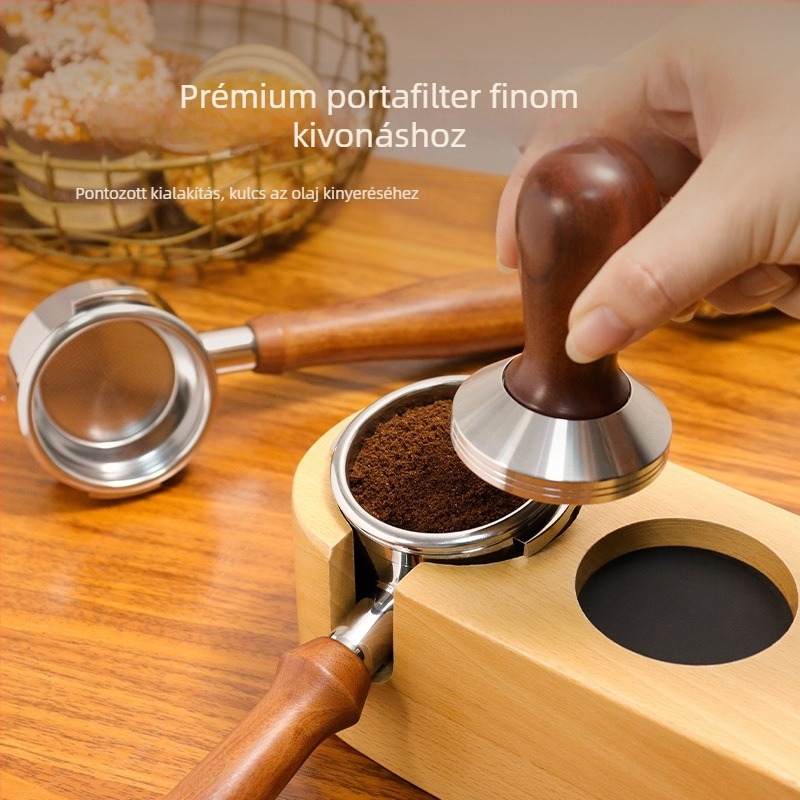 KLAM alul nélküli portafilter kávéfőzőhöz, 304 rozsdamentes acélból, dupla fül, modern minimalist stílus