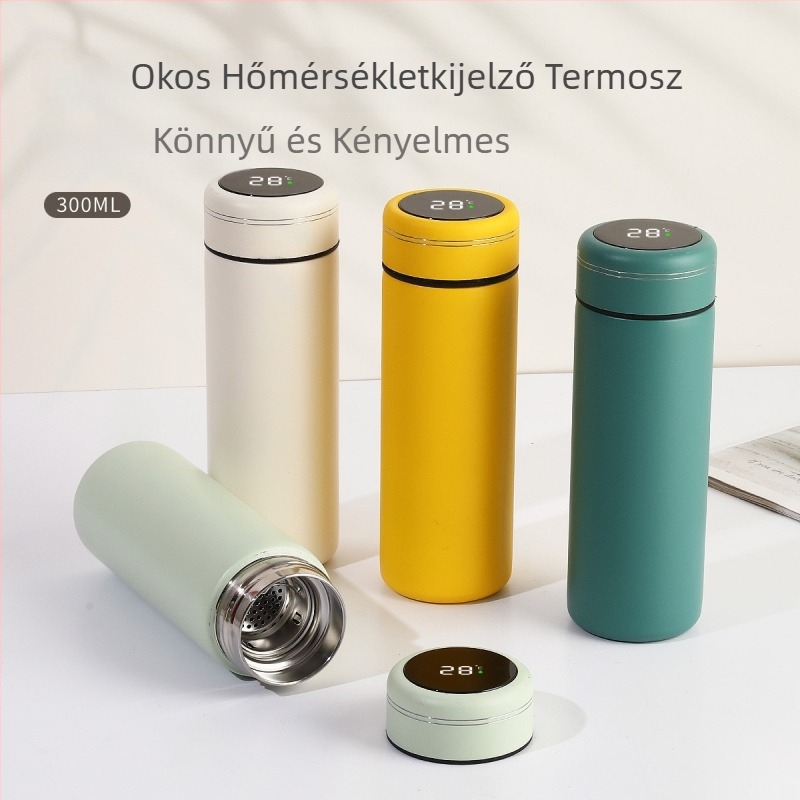 Mini termosz hőmérséklet-kijelzős, női modell, kompakt és hordozható, kis kapacitás, 316-os rozsdamentes acélból, személyre szabott ajándék
