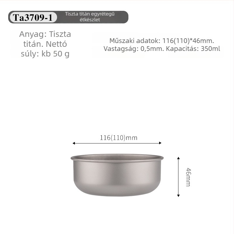 Titán étkezési tálak készlet, hordozható és ultra könnyű, modell TA3709, súly 120 g, 1 személyre