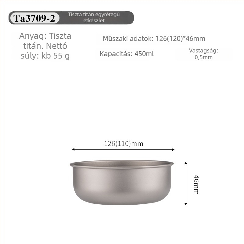 Titán étkezési tálak készlet, hordozható és ultra könnyű, modell TA3709, súly 120 g, 1 személyre