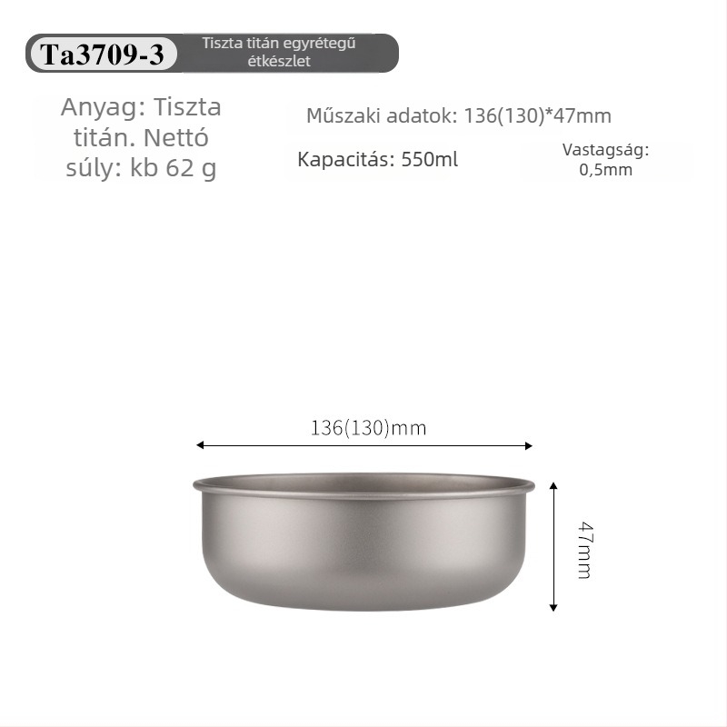 Titán étkezési tálak készlet, hordozható és ultra könnyű, modell TA3709, súly 120 g, 1 személyre