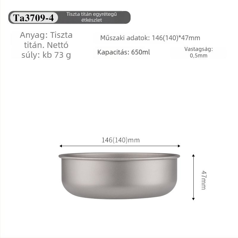 Titán étkezési tálak készlet, hordozható és ultra könnyű, modell TA3709, súly 120 g, 1 személyre