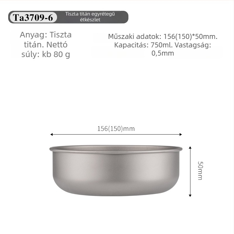 Titán étkezési tálak készlet, hordozható és ultra könnyű, modell TA3709, súly 120 g, 1 személyre