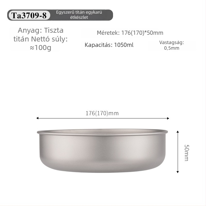 Titán étkezési tálak készlet, hordozható és ultra könnyű, modell TA3709, súly 120 g, 1 személyre