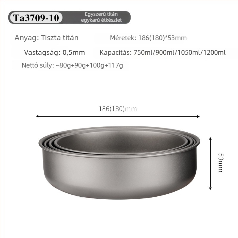 Titán étkezési tálak készlet, hordozható és ultra könnyű, modell TA3709, súly 120 g, 1 személyre
