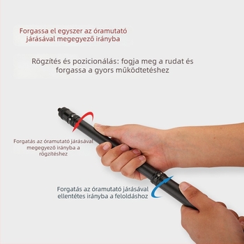 Szénszálas árnyékoló-támogató rúd belső pozicionálással kültéri kemping sátorhoz – forgó záras cső kiegészítő